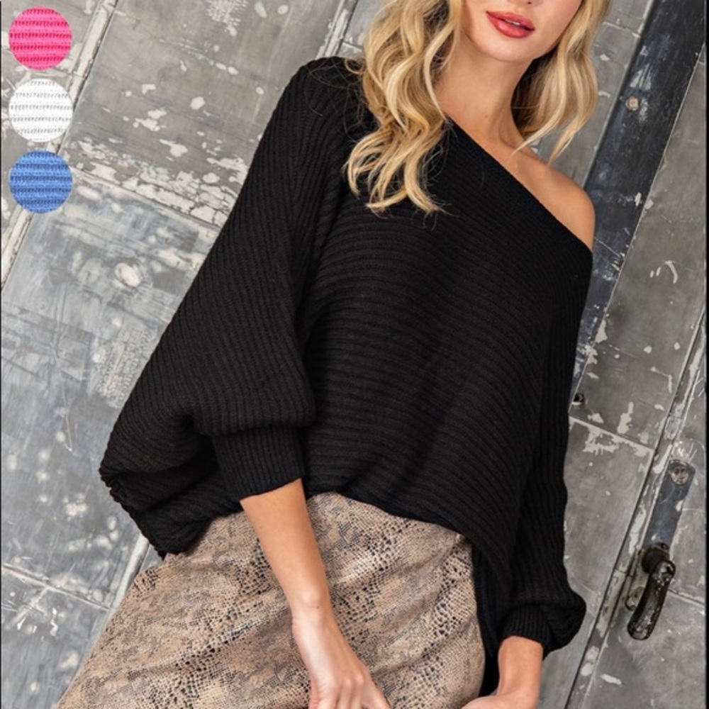 🖤 BATWING CAPE SLEEVE RIBBED SWEATER